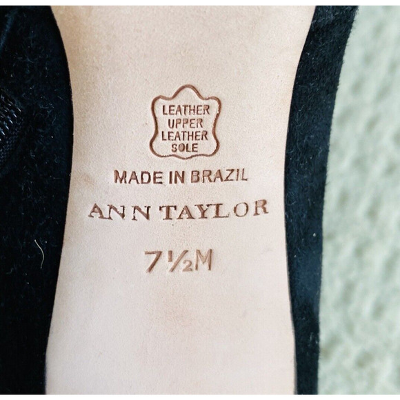 Ann Taylor Black Suede Boots High Heel Mid-Calf Soutache Embroidery  Zip US 7.5M - Picture 9 of 10